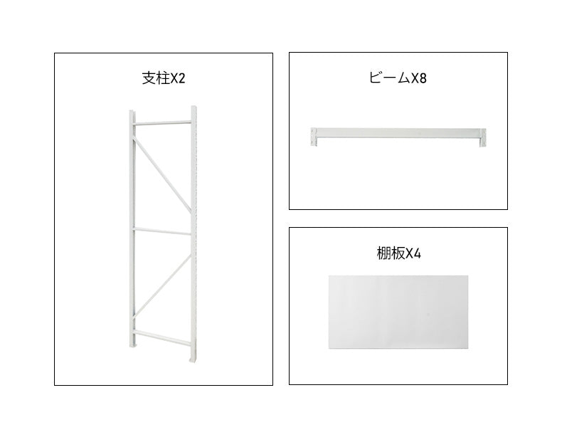 【ボルトレス組立て簡単】楽棚 スチールラック スチール棚 収納棚 業務用 保管棚 4段 耐荷重100kg ホワイト 白 安い おしゃれ 倉庫 在庫 ガレージ 物置 / 幅1000×奥行500×高さ1800(mm)