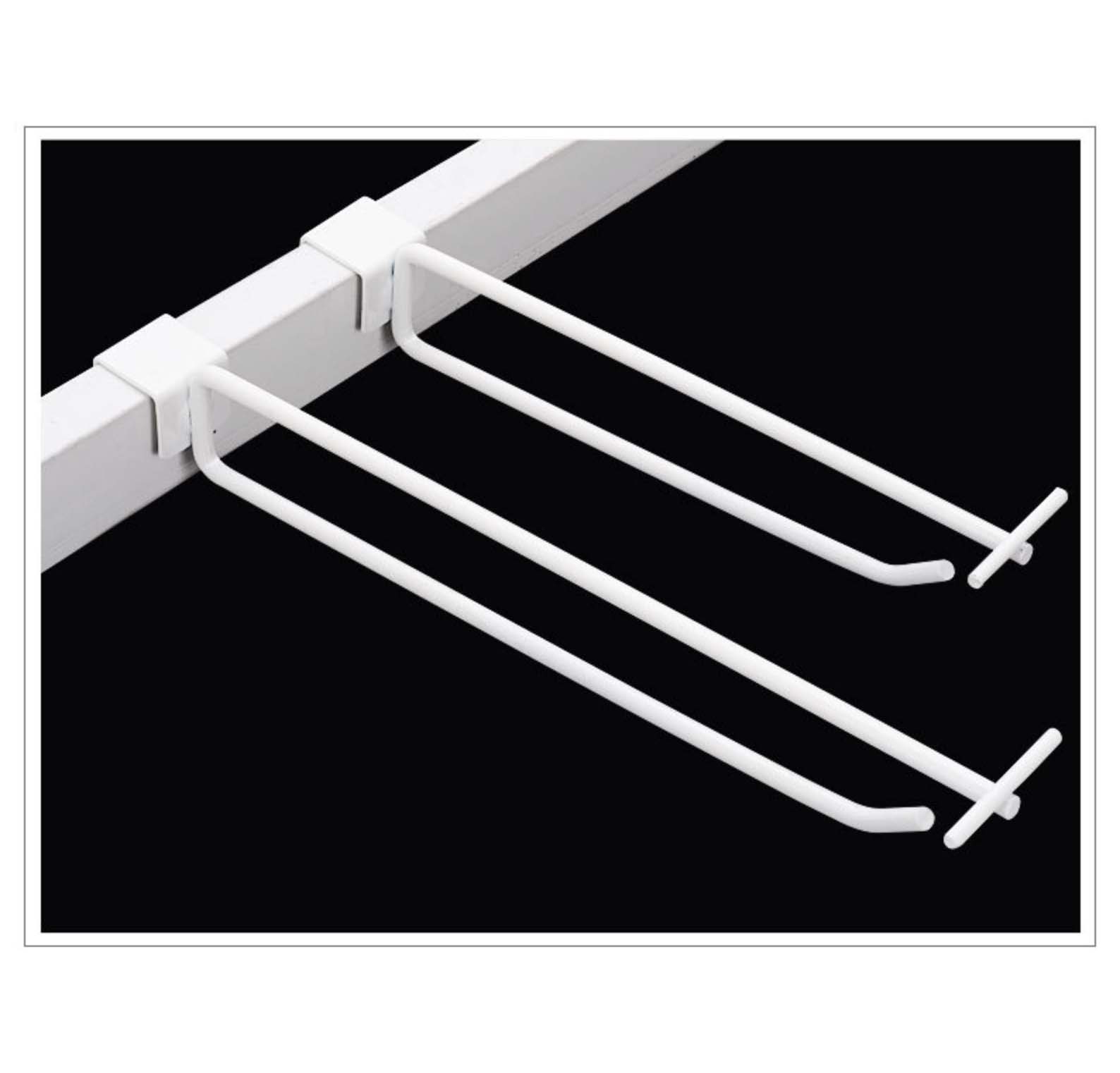 楽棚 陳列什器 オプション 2段フックPホルダー付 ゴンドラ用フック 店舗用 陳列什器 ゴンドラ什器 陳列棚 陳列台 店舗用什器 ストア家具 お店 ユニット スチールラック スーパー コンビニ ドラッグストア 物販 商品棚 - 楽棚（スーパー・コンビニ商品棚、陳列棚、ゴンドラ什器・スチールラック）