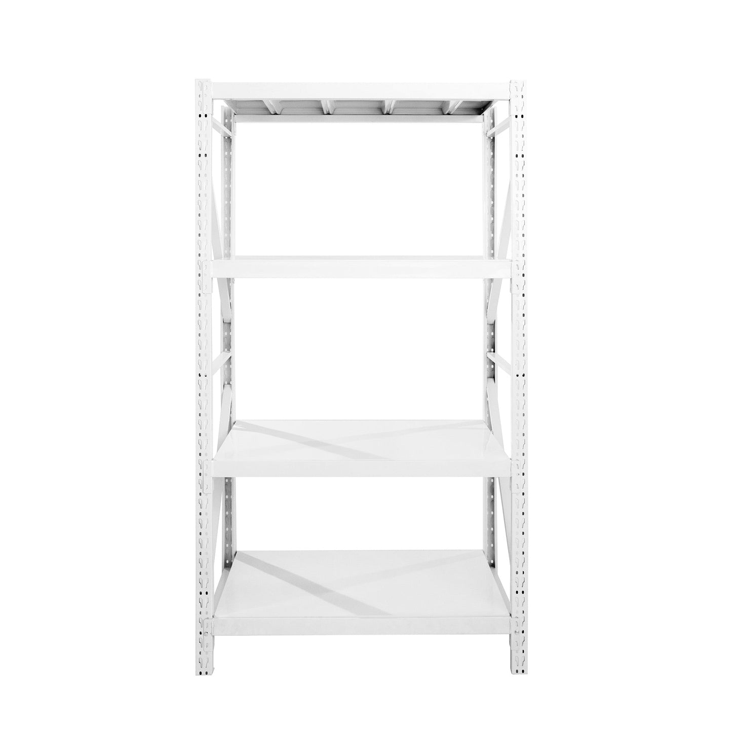 【ボルトレス組立て簡単】楽棚 スチールラック スチール棚 収納棚 業務用 保管棚 4段 耐荷重100kg ホワイト 白 安い おしゃれ 倉庫 在庫 ガレージ 物置 / 幅1000×奥行500×高さ2000（mm） - 楽棚（スーパー・コンビニ商品棚、陳列棚、ゴンドラ什器・スチールラック）