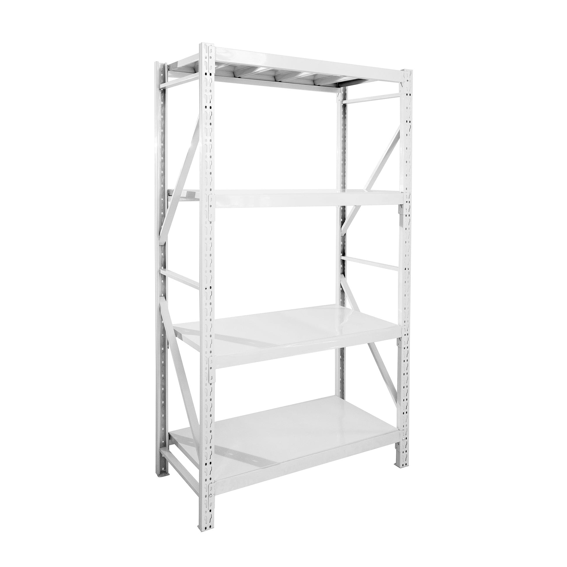 【ボルトレス組立て簡単】楽棚 スチールラック スチール棚 収納棚 業務用 保管棚 4段 耐荷重100kg ホワイト 白 安い おしゃれ 倉庫 在庫 ガレージ 物置 / 幅1000×奥行500×高さ2000（mm） - 楽棚（スーパー・コンビニ商品棚、陳列棚、ゴンドラ什器・スチールラック）