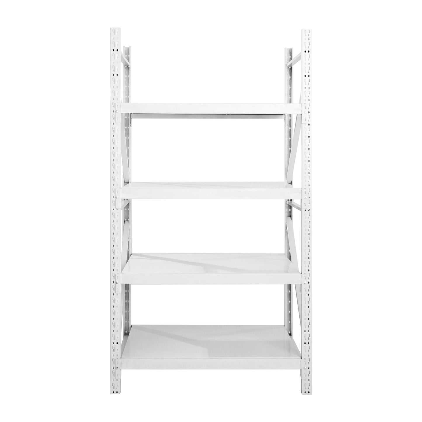 【ボルトレス組立て簡単】楽棚 スチールラック スチール棚 収納棚 業務用 保管棚 4段 耐荷重100kg ホワイト 白 安い おしゃれ 倉庫 在庫 ガレージ 物置 / 幅1000×奥行500×高さ2000（mm） - 楽棚（スーパー・コンビニ商品棚、陳列棚、ゴンドラ什器・スチールラック）