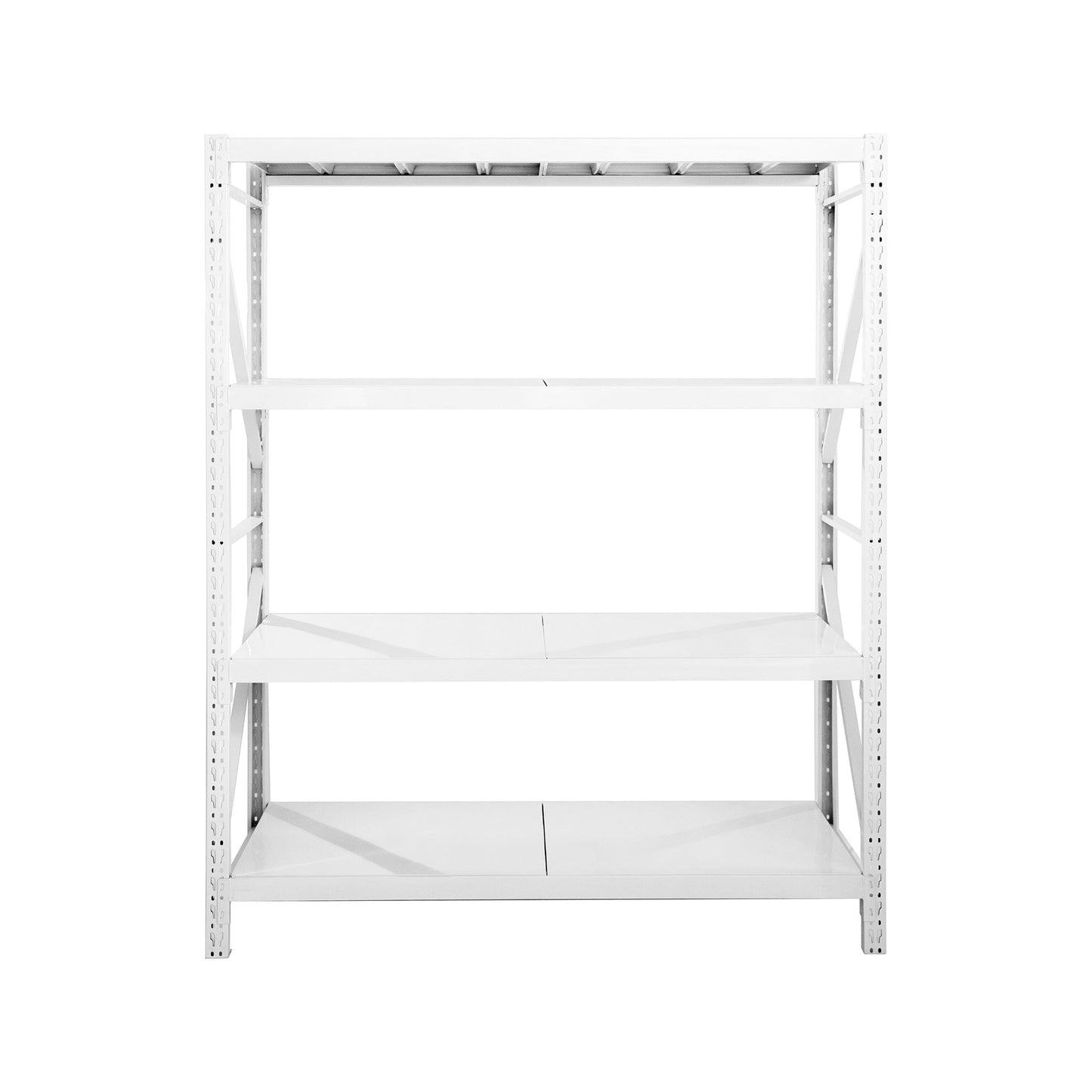【ボルトレス組立て簡単】楽棚 スチールラック スチール棚 収納棚 業務用 保管棚 4段 耐荷重100kg ホワイト 白 安い おしゃれ 倉庫 在庫 ガレージ 物置 / 幅1500×奥行500×高さ2000（mm） - 楽棚（スーパー・コンビニ商品棚、陳列棚、ゴンドラ什器・スチールラック）