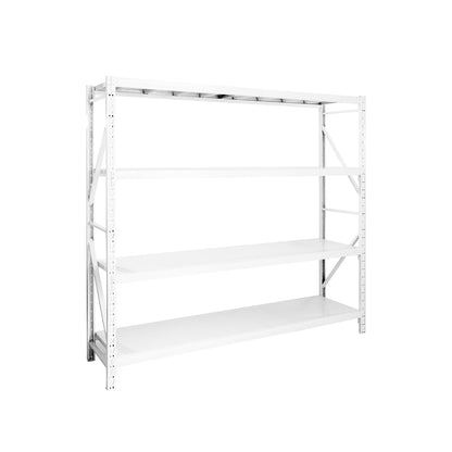 【ボルトレス組立て簡単】楽棚 スチールラック スチール棚 収納棚 業務用 保管棚 4段 耐荷重100kg ホワイト 白 安い おしゃれ 倉庫 在庫 ガレージ 物置 / 幅200o×奥行50o×高さ2000（mm） - 楽棚（スーパー・コンビニ商品棚、陳列棚、ゴンドラ什器・スチールラック）