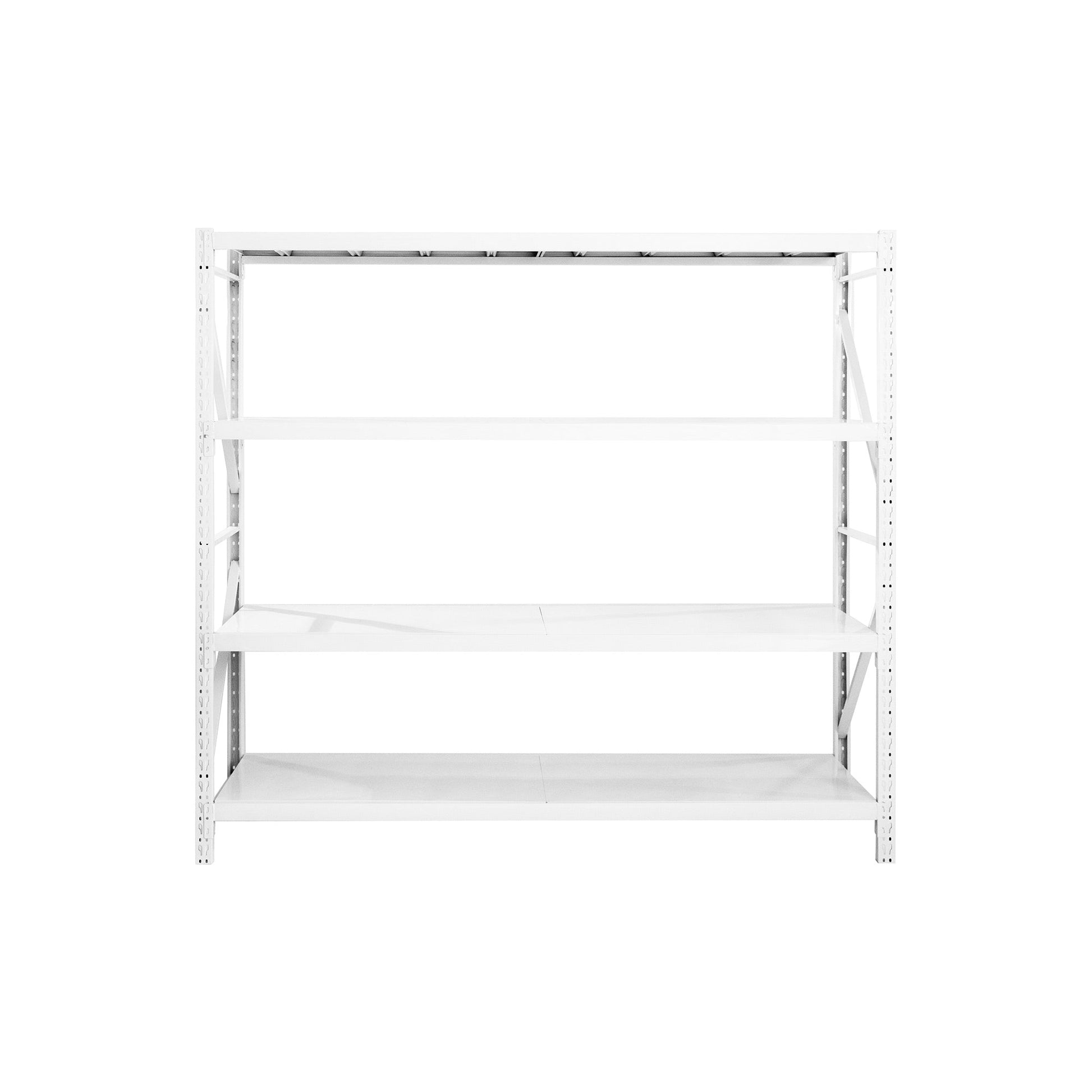 【ボルトレス組立て簡単】楽棚 スチールラック スチール棚 収納棚 業務用 保管棚 4段 耐荷重100kg ホワイト 白 安い おしゃれ 倉庫 在庫 ガレージ 物置 / 幅200o×奥行50o×高さ2000（mm） - 楽棚（スーパー・コンビニ商品棚、陳列棚、ゴンドラ什器・スチールラック）