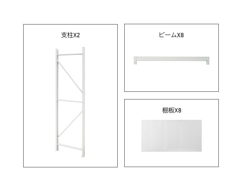 【ボルトレス組立て簡単】楽棚 スチールラック スチール棚 収納棚 業務用 保管棚 4段 耐荷重100kg ホワイト 白 安い おしゃれ 倉庫 在庫 ガレージ 物置 / 幅200o×奥行50o×高さ2000（mm） - 楽棚（スーパー・コンビニ商品棚、陳列棚、ゴンドラ什器・スチールラック）