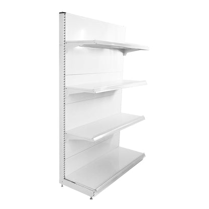 楽棚 店舗用 陳列什器 ゴンドラ什器 FOSシリーズ（棚板付き）（必要な物が全て揃った一式セット）片面・基本タイプ H1800×W1200×D470(mm) - 楽棚（スーパー・コンビニ商品棚、陳列棚、ゴンドラ什器・スチールラック）